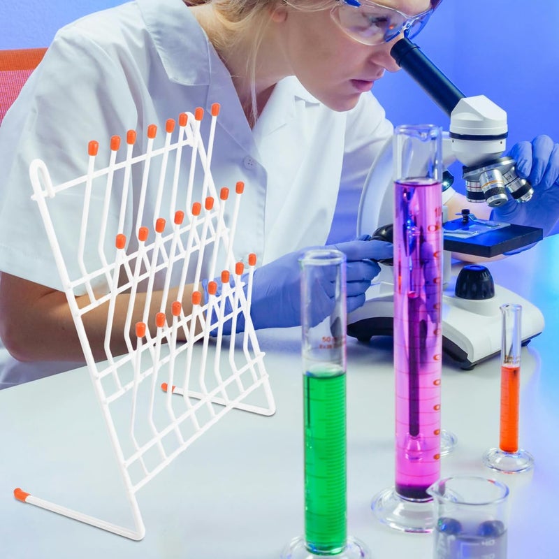 PartyKindom Laboratory Drip Rack Test Tube Peg Drying Holder for Beakers and Vials Lightweight Metal Drain Rack for Lab Glassware Storage - Image 3